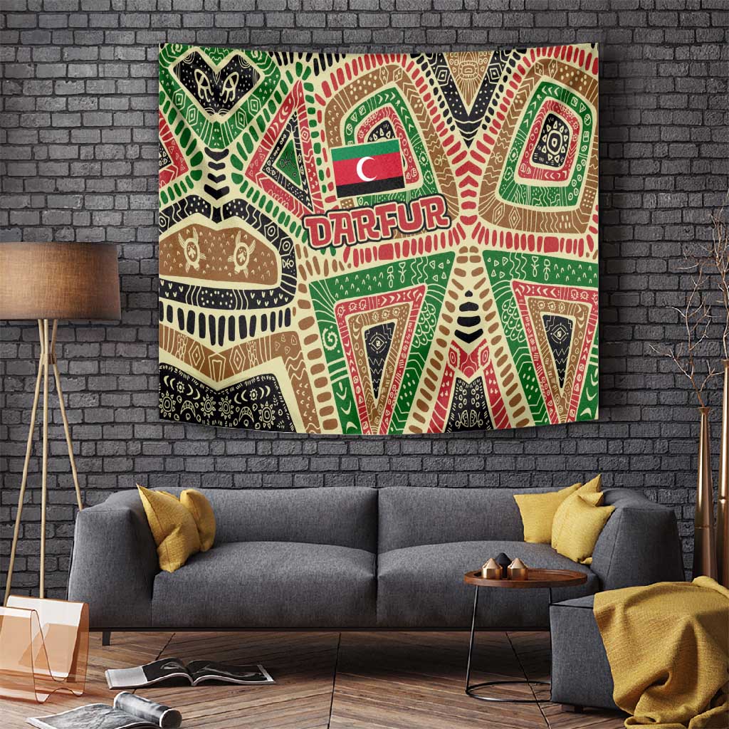 Darfur Sudan Tapestry Red Green Beige Tribal Pattern - African Pride
