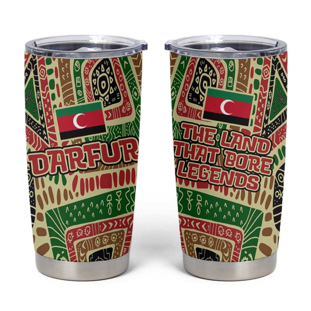 Darfur Sudan Tumbler Cup Red Green Beige Tribal Pattern - African Pride