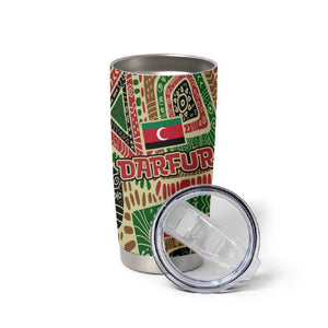 Darfur Sudan Tumbler Cup Red Green Beige Tribal Pattern - African Pride