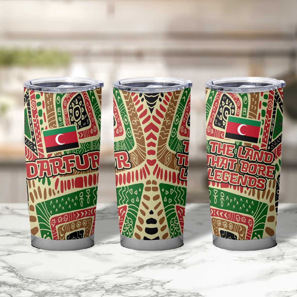 Darfur Sudan Tumbler Cup Red Green Beige Tribal Pattern - African Pride