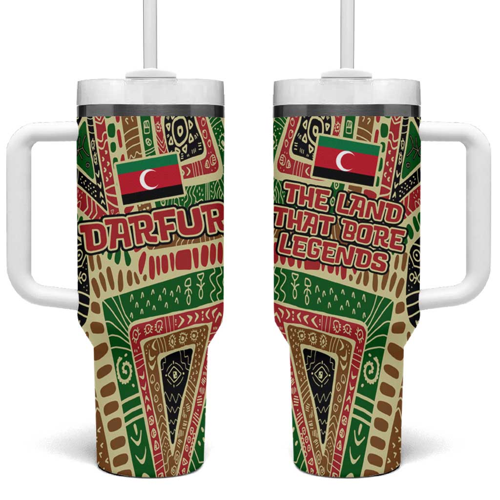 Darfur Sudan Tumbler With Handle Red Green Beige Tribal Pattern - African Pride