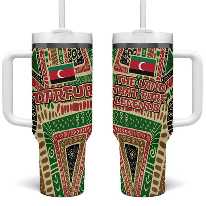 Darfur Sudan Tumbler With Handle Red Green Beige Tribal Pattern - African Pride