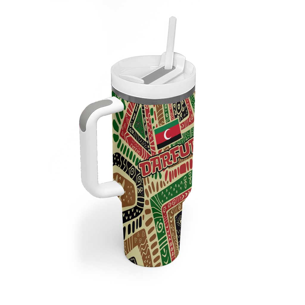 Darfur Sudan Tumbler With Handle Red Green Beige Tribal Pattern - African Pride