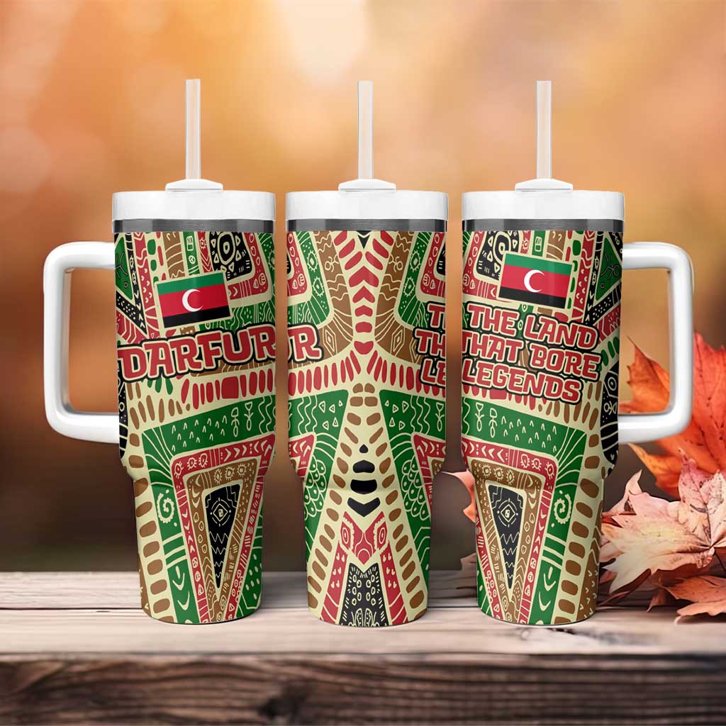 Darfur Sudan Tumbler With Handle Red Green Beige Tribal Pattern - African Pride