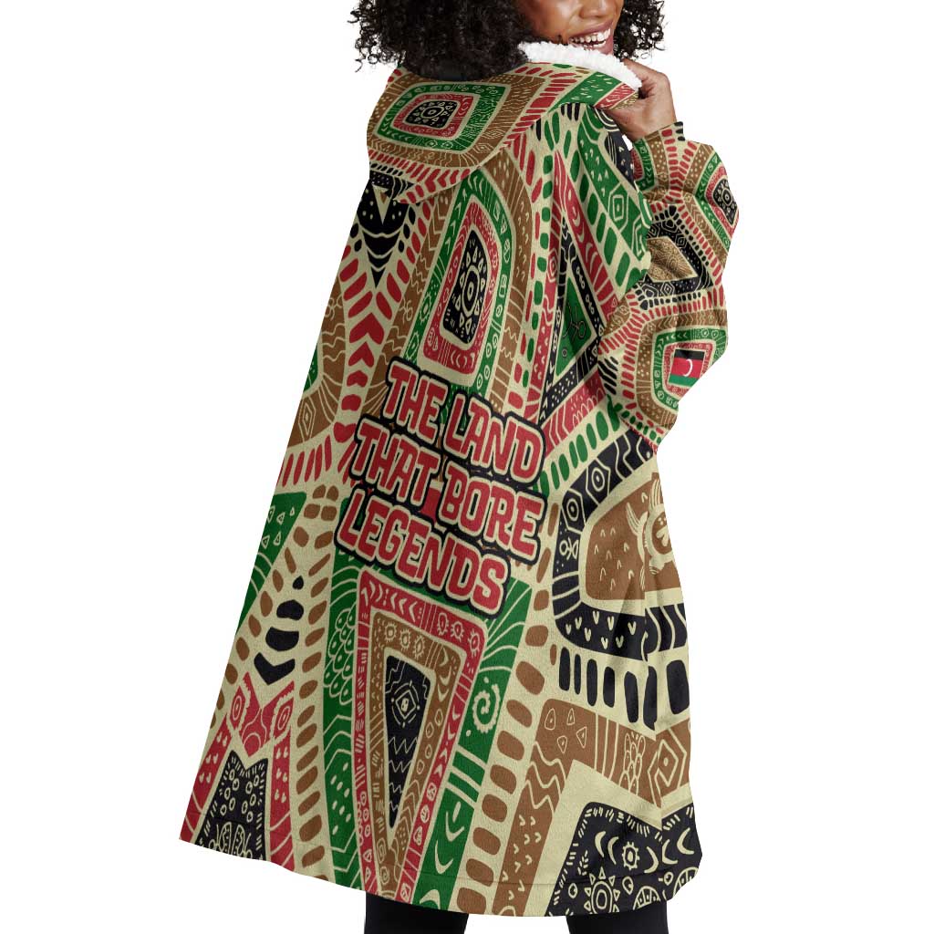 Darfur Sudan Wearable Blanket Hoodie Red Green Beige Tribal Pattern - African Pride