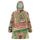 Darfur Sudan Wearable Blanket Hoodie Red Green Beige Tribal Pattern - African Pride