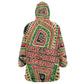 Darfur Sudan Wearable Blanket Hoodie Red Green Beige Tribal Pattern - African Pride