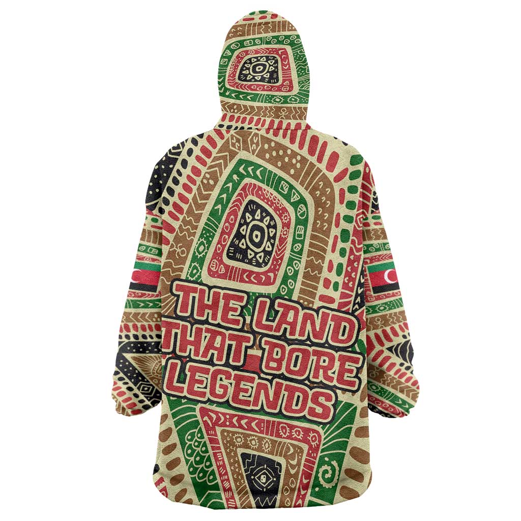Darfur Sudan Wearable Blanket Hoodie Red Green Beige Tribal Pattern - African Pride