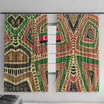 Darfur Sudan Window Curtain Red Green Beige Tribal Pattern - African Pride