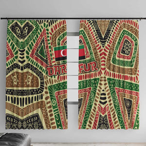 Darfur Sudan Window Curtain Red Green Beige Tribal Pattern - African Pride
