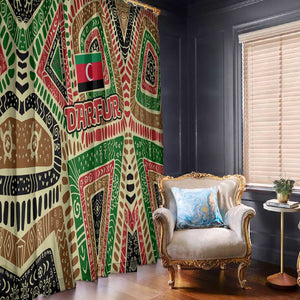Darfur Sudan Window Curtain Red Green Beige Tribal Pattern - African Pride