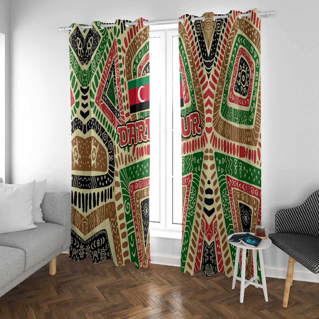 Darfur Sudan Window Curtain Red Green Beige Tribal Pattern - African Pride