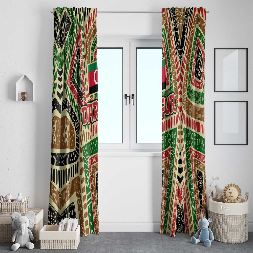 Darfur Sudan Window Curtain Red Green Beige Tribal Pattern - African Pride