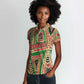 Darfur Sudan Women Polo Shirt Red Green Beige Tribal Pattern - African Pride