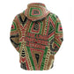 Darfur Sudan Zip Hoodie Red Green Beige Tribal Pattern - African Pride