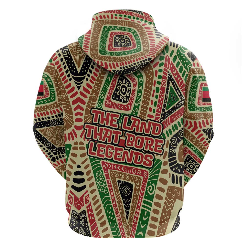 Darfur Sudan Zip Hoodie Red Green Beige Tribal Pattern - African Pride