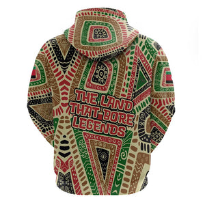 Darfur Sudan Zip Hoodie Red Green Beige Tribal Pattern - African Pride