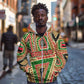 Darfur Sudan Zip Hoodie Red Green Beige Tribal Pattern - African Pride