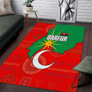 Darfur Sudan Area Rug Red Green Yellow Crescent Star - African Pride