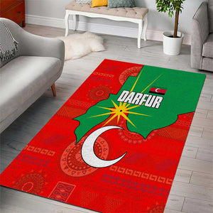 Darfur Sudan Area Rug Red Green Yellow Crescent Star - African Pride