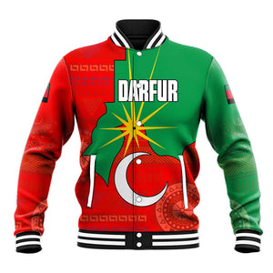 Darfur Sudan Baseball Jacket Red Green Yellow Crescent Star - African Pride