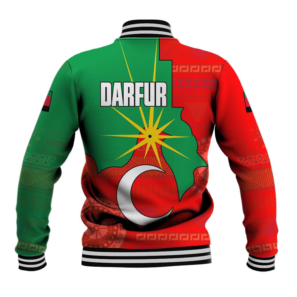 Darfur Sudan Baseball Jacket Red Green Yellow Crescent Star - African Pride