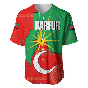 Darfur Sudan Baseball Jersey Red Green Yellow Crescent Star - African Pride