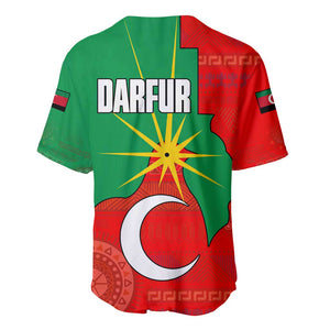 Darfur Sudan Baseball Jersey Red Green Yellow Crescent Star - African Pride