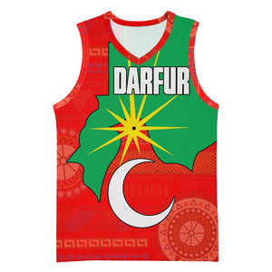 Darfur Sudan Basketball Jersey Red Green Yellow Crescent Star - African Pride