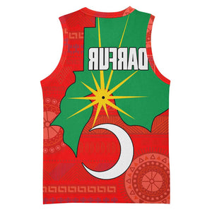 Darfur Sudan Basketball Jersey Red Green Yellow Crescent Star - African Pride