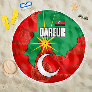 Darfur Sudan Beach Blanket Red Green Yellow Crescent Star - African Pride