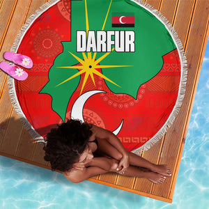 Darfur Sudan Beach Blanket Red Green Yellow Crescent Star - African Pride