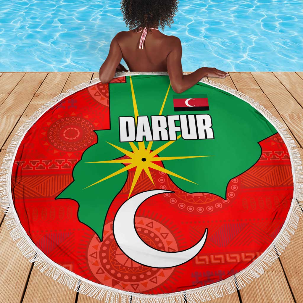 Darfur Sudan Beach Blanket Red Green Yellow Crescent Star - African Pride
