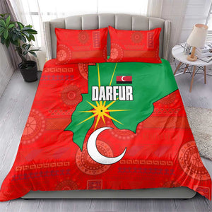 Darfur Sudan Bedding Set Red Green Yellow Crescent Star - African Pride
