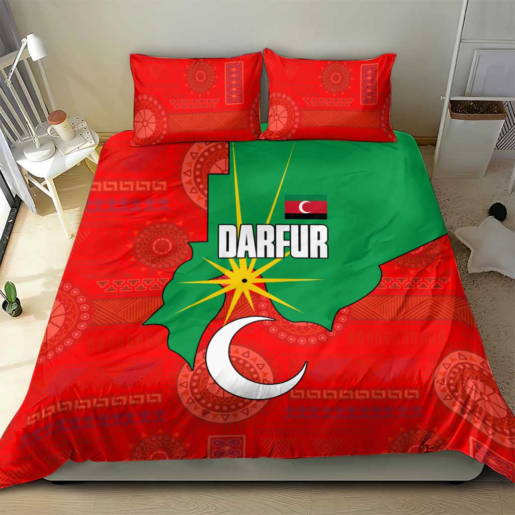 Darfur Sudan Bedding Set Red Green Yellow Crescent Star - African Pride