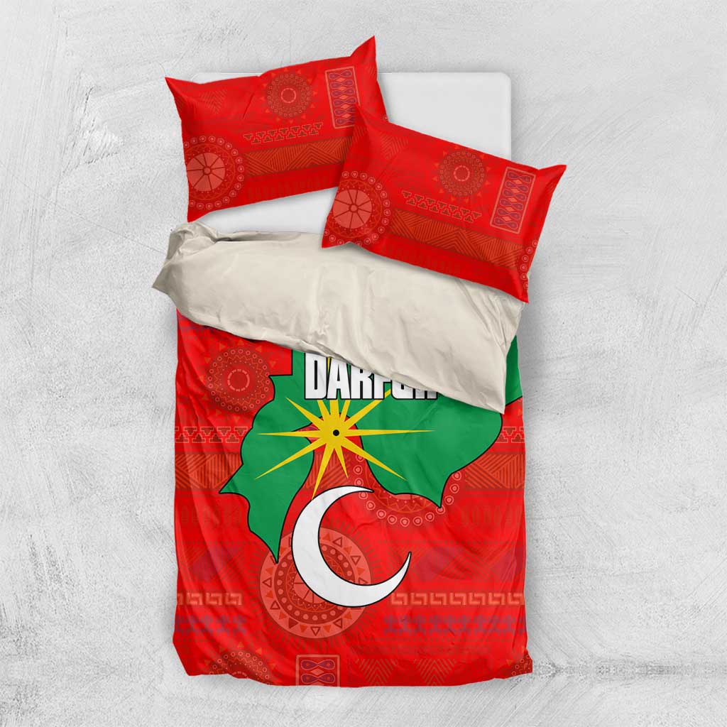 Darfur Sudan Bedding Set Red Green Yellow Crescent Star - African Pride
