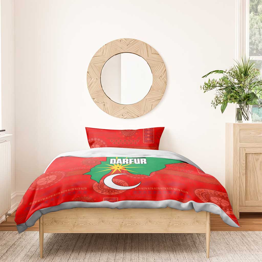 Darfur Sudan Bedding Set Red Green Yellow Crescent Star - African Pride