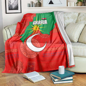 Darfur Sudan Blanket Red Green Yellow Crescent Star - African Pride