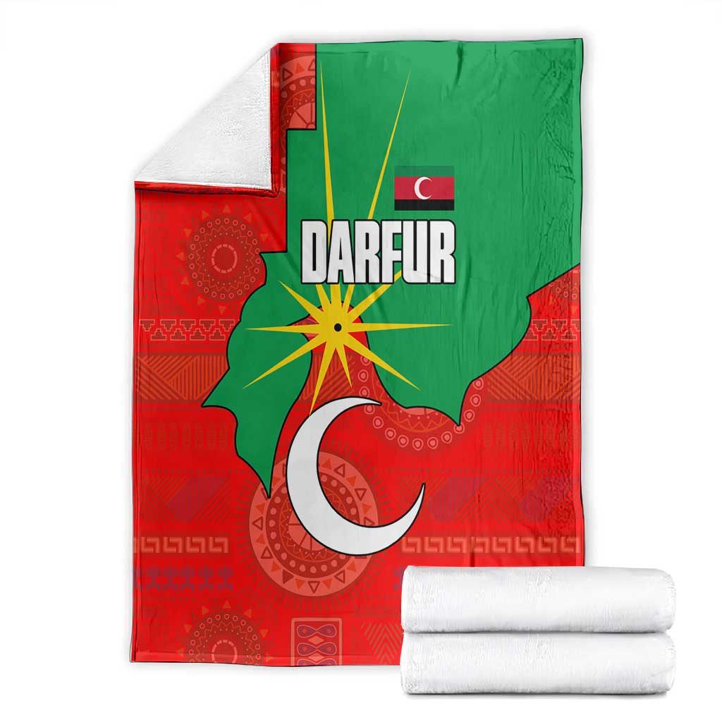 Darfur Sudan Blanket Red Green Yellow Crescent Star - African Pride