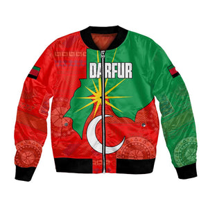 Darfur Sudan Bomber Jacket Red Green Yellow Crescent Star - African Pride