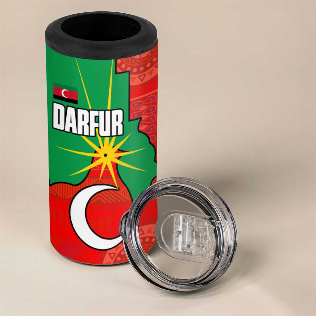 Darfur Sudan 4 in 1 Can Cooler Tumbler Red Green Yellow Crescent Star - African Pride
