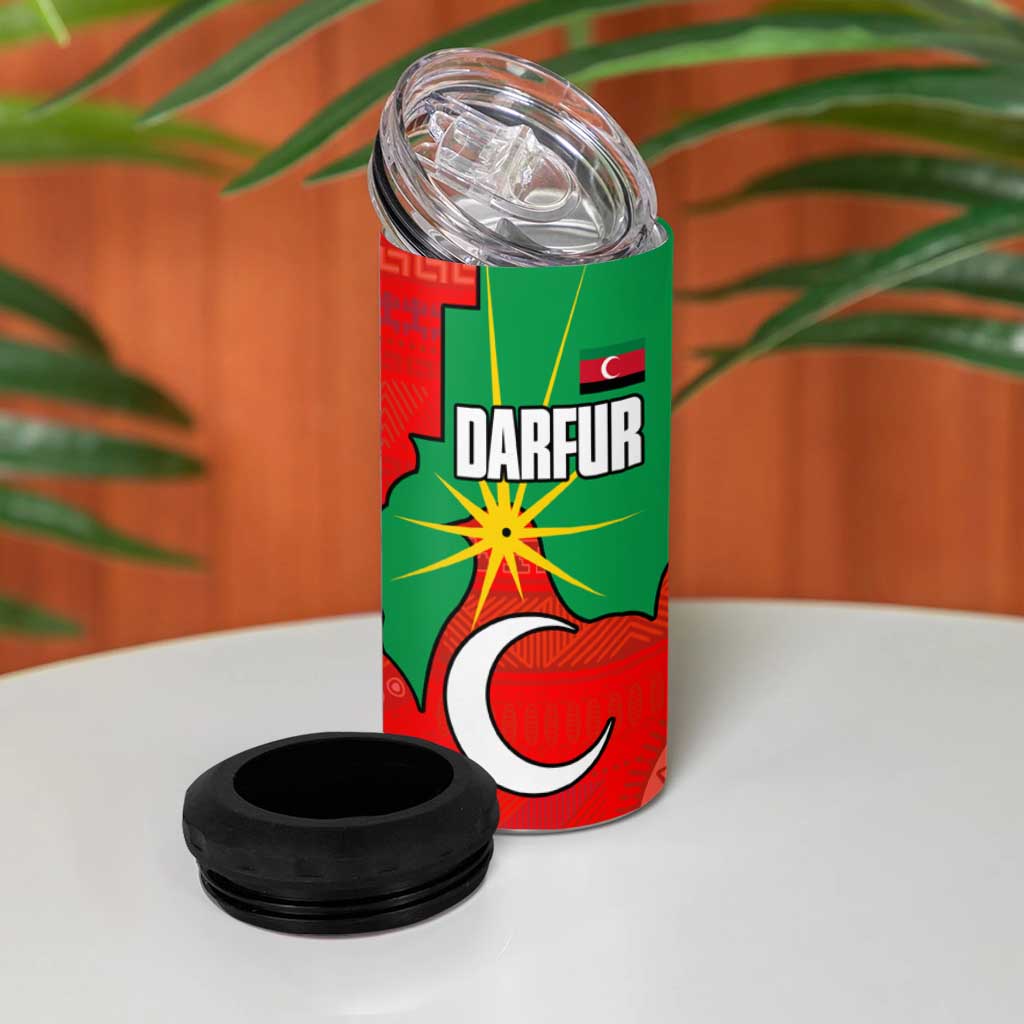 Darfur Sudan 4 in 1 Can Cooler Tumbler Red Green Yellow Crescent Star - African Pride