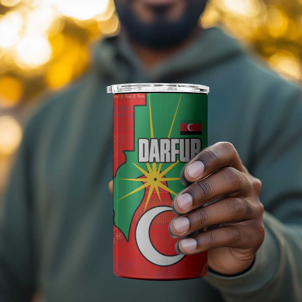 Darfur Sudan 4 in 1 Can Cooler Tumbler Red Green Yellow Crescent Star - African Pride