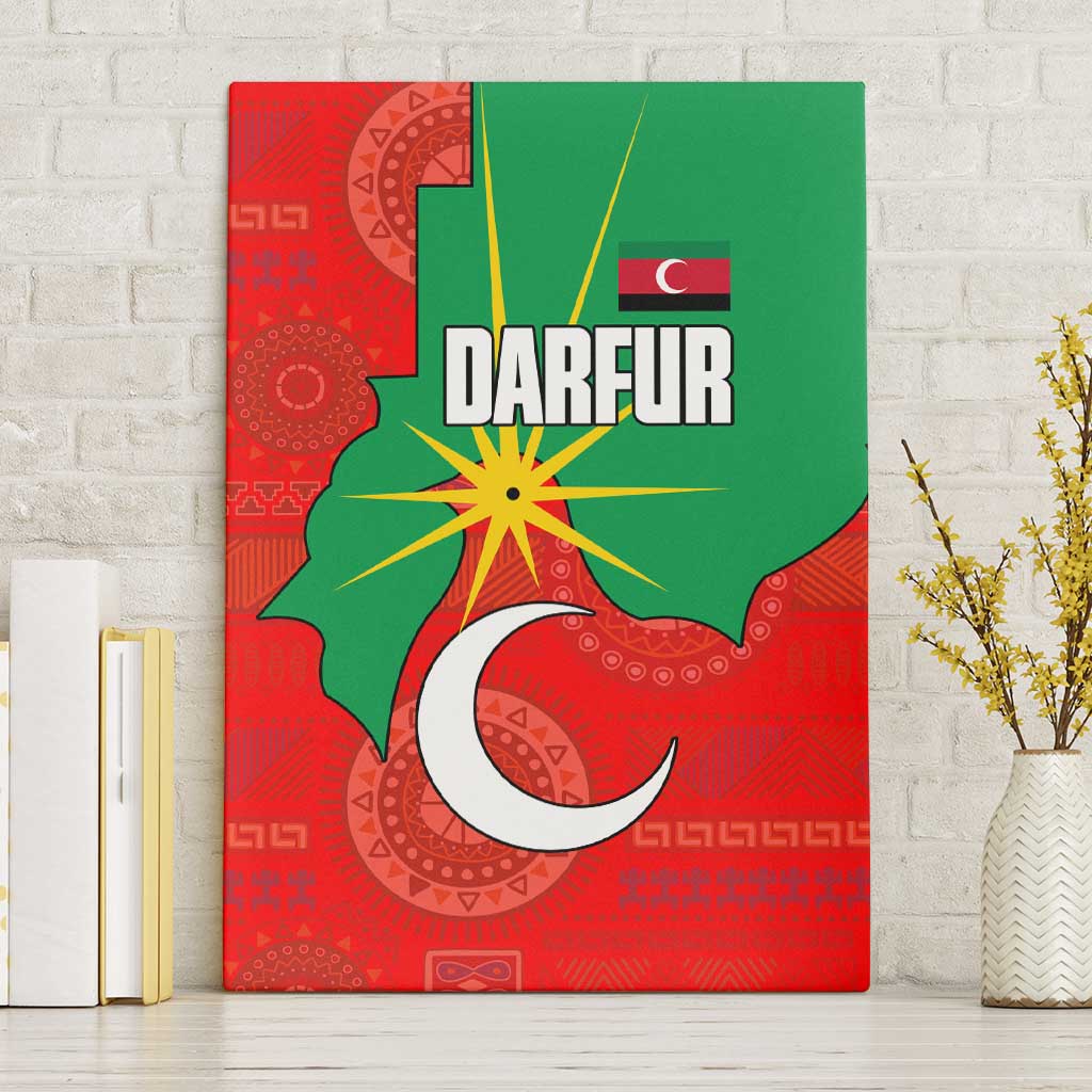 Darfur Sudan Canvas Wall Art Red Green Yellow Crescent Star - African Pride