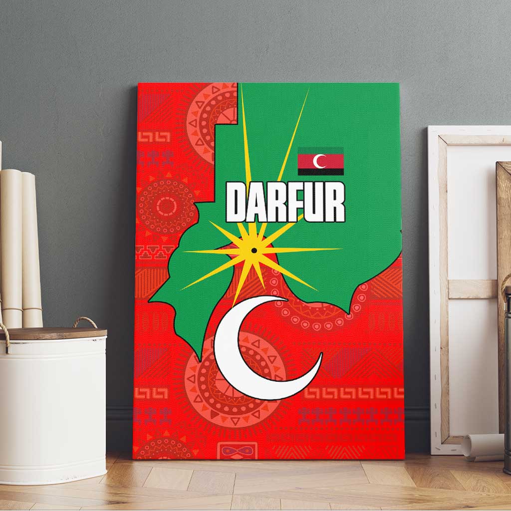 Darfur Sudan Canvas Wall Art Red Green Yellow Crescent Star - African Pride