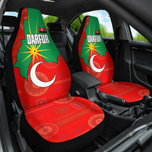 Darfur Sudan Car Seat Cover Red Green Yellow Crescent Star - African Pride