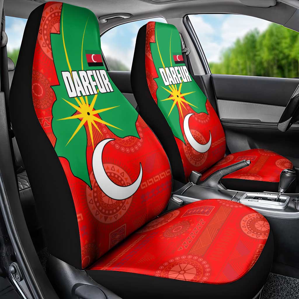 Darfur Sudan Car Seat Cover Red Green Yellow Crescent Star - African Pride