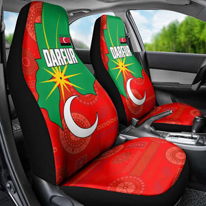 Darfur Sudan Car Seat Cover Red Green Yellow Crescent Star - African Pride