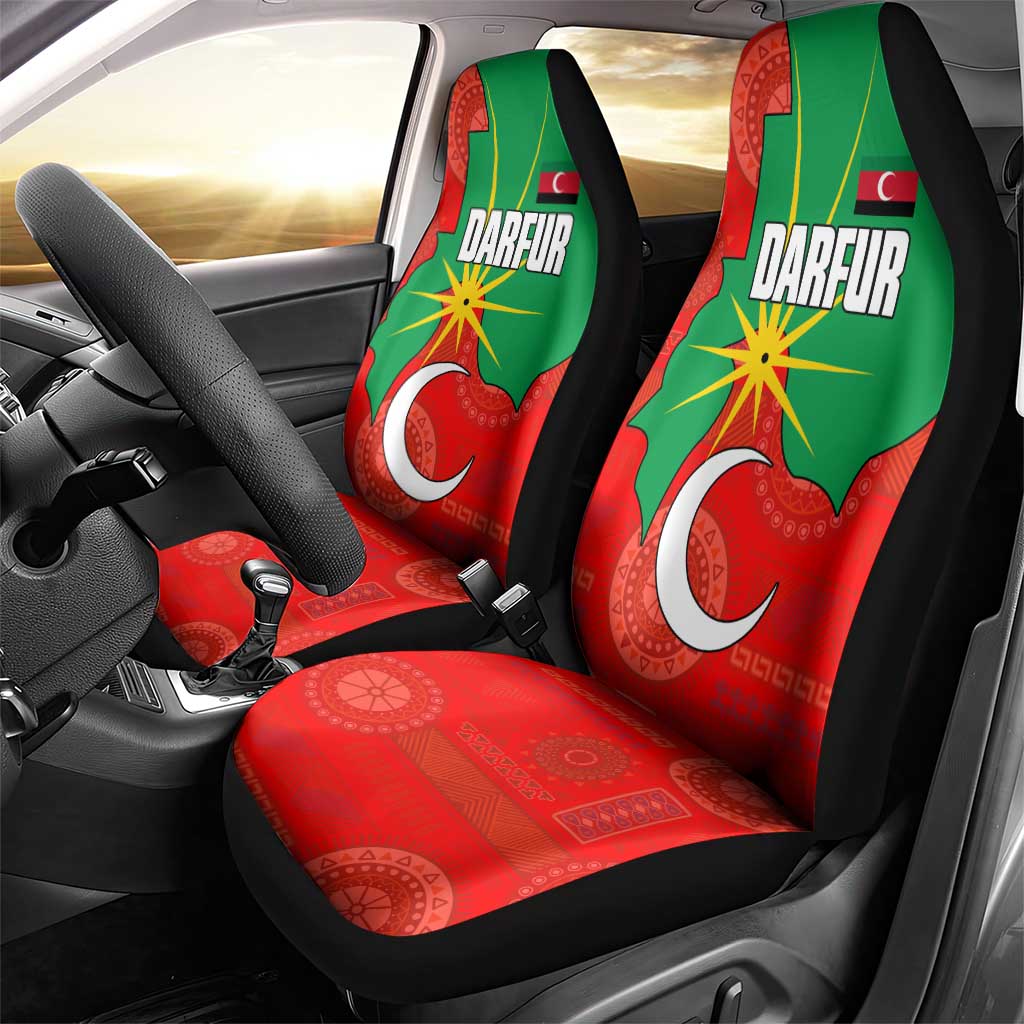 Darfur Sudan Car Seat Cover Red Green Yellow Crescent Star - African Pride