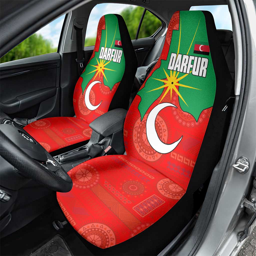 Darfur Sudan Car Seat Cover Red Green Yellow Crescent Star - African Pride